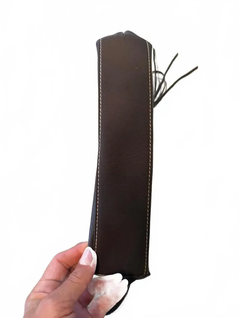 The Sak Brown Leather Shoulder Bag with Striped Strap and Tassel
